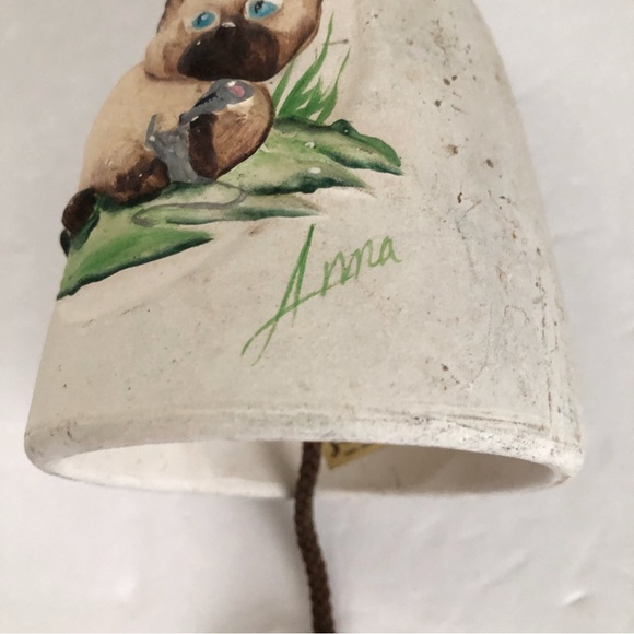 Vintage Sandstone Siamese Kitten Wind Chime by Anna - Picture 7 of 10